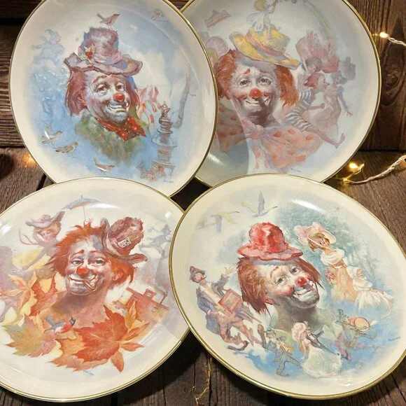 Set of 4 Vintage Julian Ritter Clown Plates, 1977 Whimsical Circus Art - Picture 2 of 12